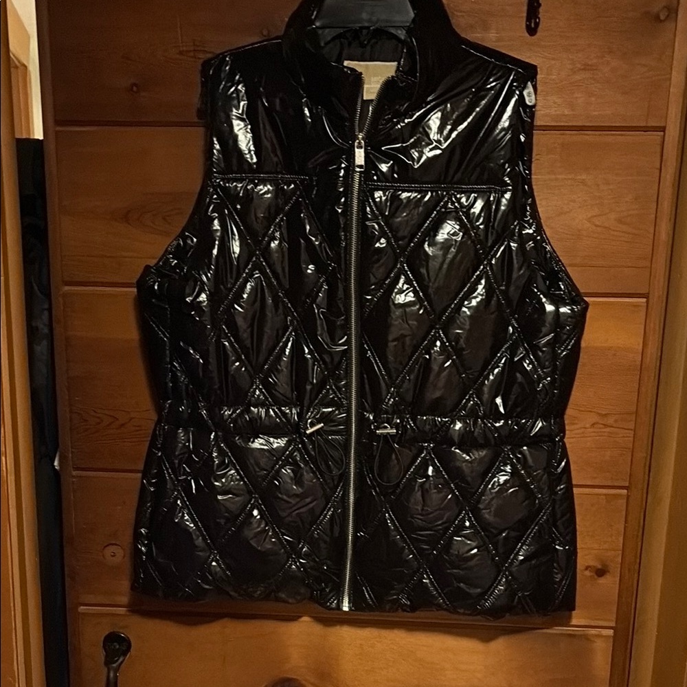 Michael Kors Glossy Black Quilted Puffer Vest